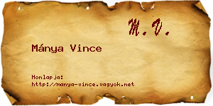 Mánya Vince névjegykártya
